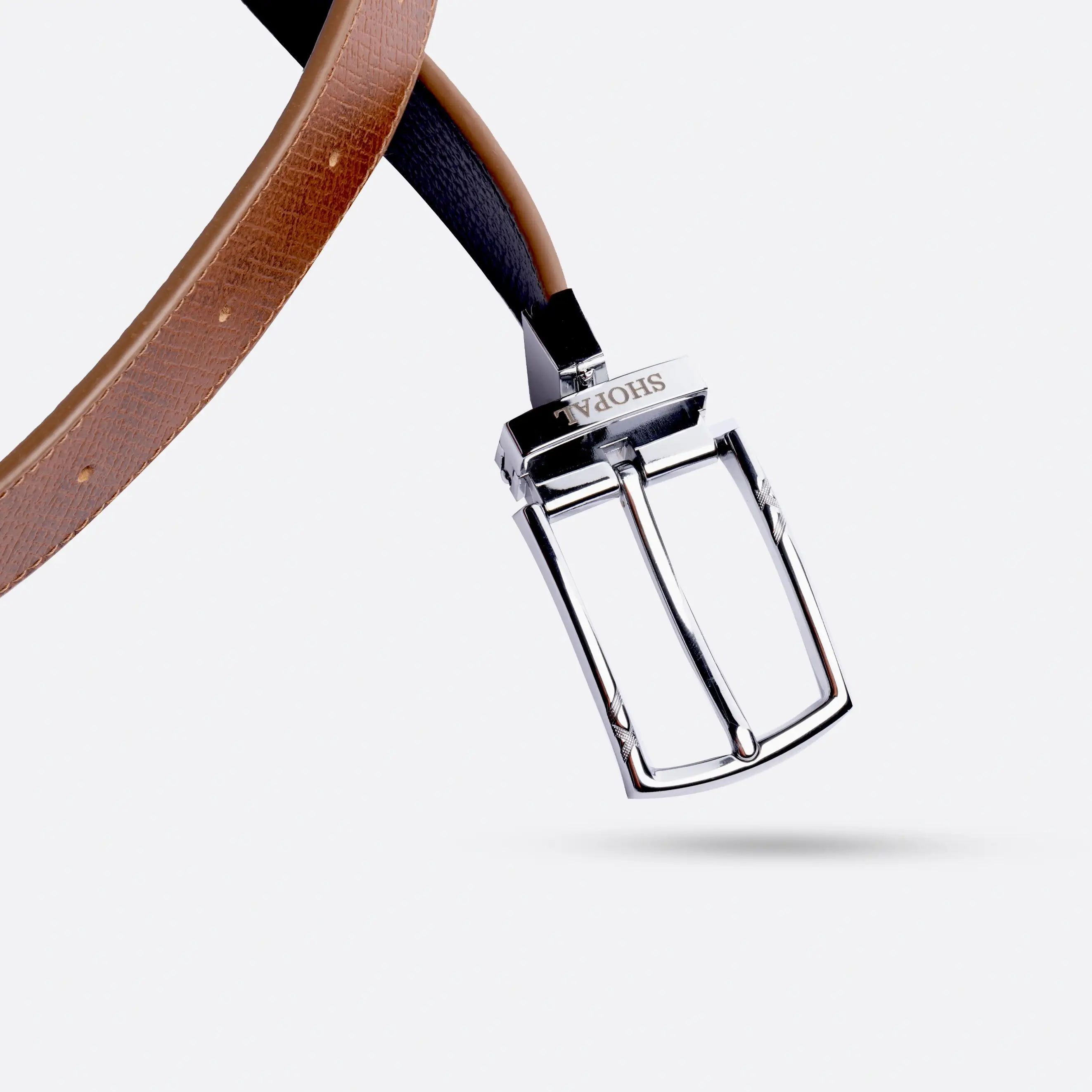 Ceinture en cuir homme - Noir_Marron - Image 2